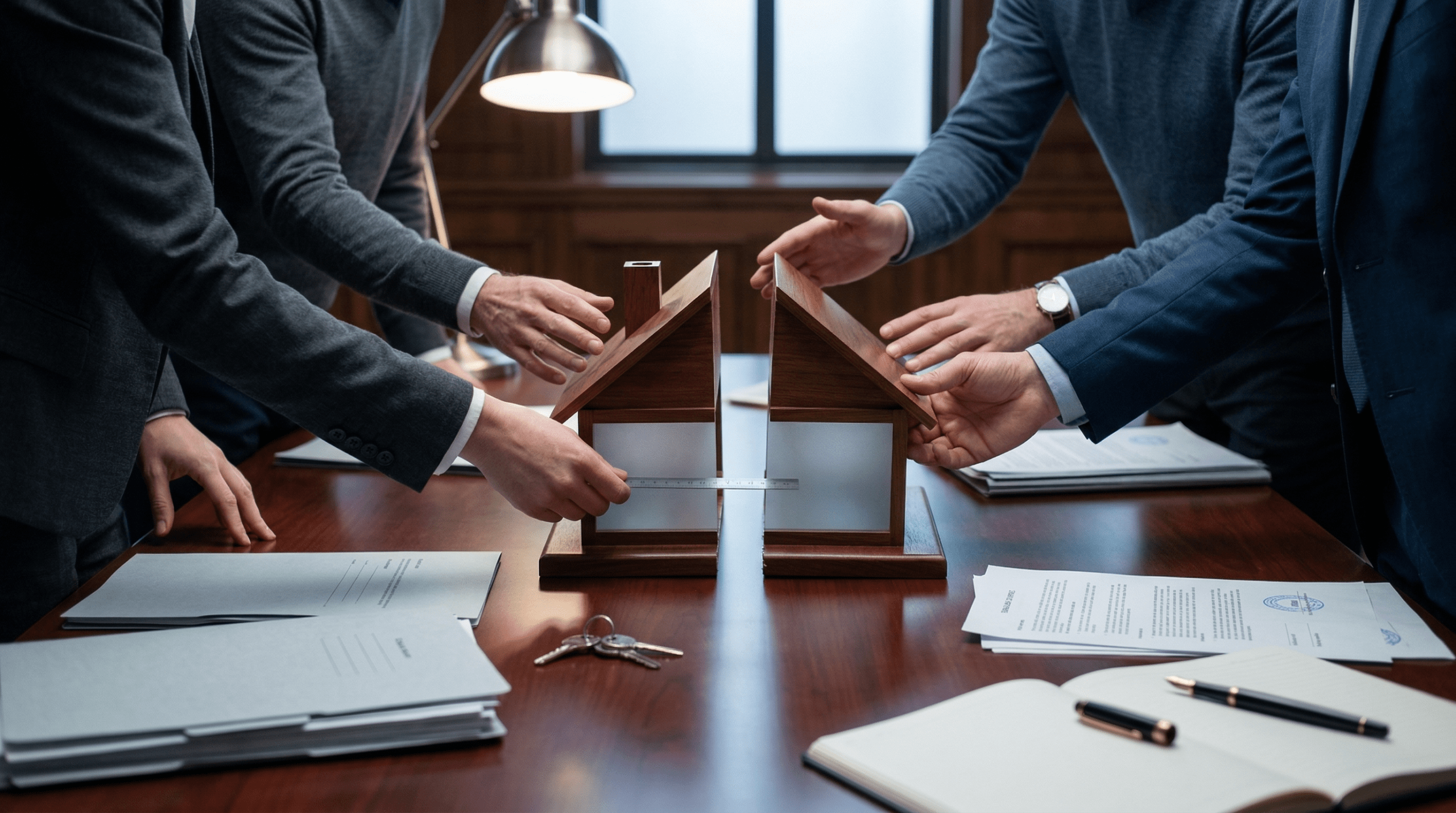 Representacion simbolica de division de herencia con modelo de casa