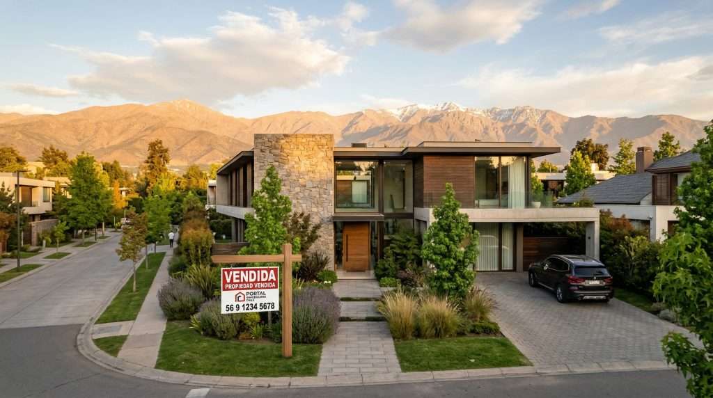 Casa moderna en Santiago con cartel vendida REMAX First